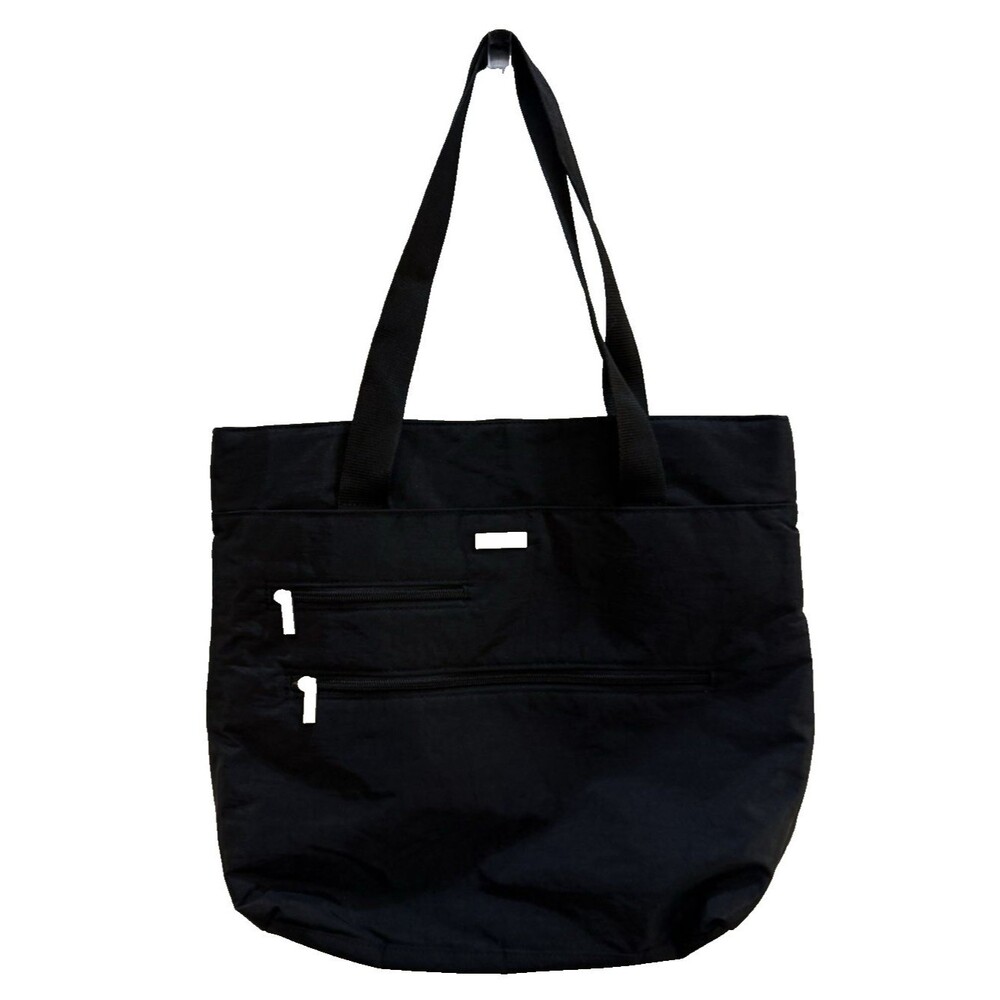 Baggallini Large Tote Bag Black Nylon Lightweight Travel Shoulder Purse Solid